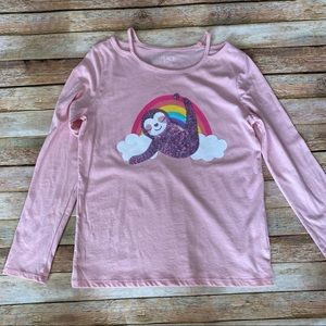 EUC Sloth Top XL 14 Cold Shoulder Sequins